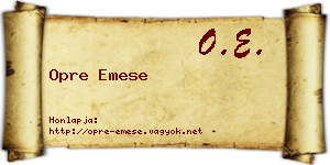 Opre Emese névjegykártya